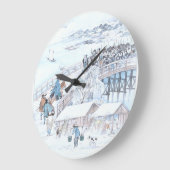 47人日本のの浪人の浮世絵が両国橋に架かる ラージ壁時計 (傾斜)