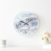 47人日本のの浪人の浮世絵が両国橋に架かる ラージ壁時計 (ホーム)