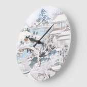 47人日本の浪士の浮世絵 ラージ壁時計 (傾斜)