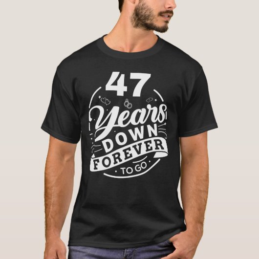 47周年記念カップルデザイン - 47年経過 Tシャツ (正面)
