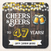 47年お疲れ様！ラスティックな誕生日 スクエアペーパーコースター (正面)