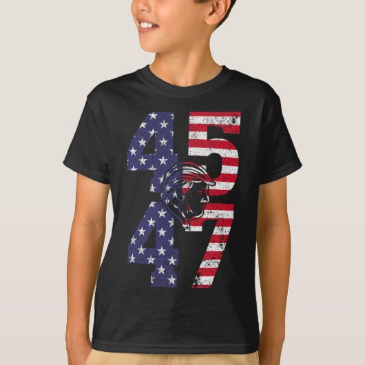 47我々人々2024米国国旗1と立つ Tシャツ (正面)