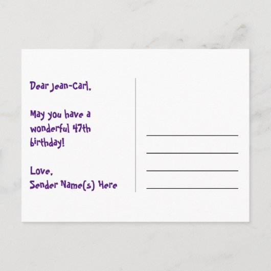47歳の誕生日おめでとう:楽しいハート柄、虹色の47 ポストカード (裏面)