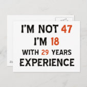 47歳の誕生日デザイン ポストカード (正面/裏面)