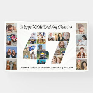 47歳の誕生日パーティーナンバー47フォトコラージュ 横断幕