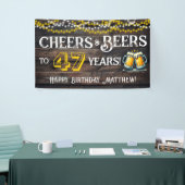 47歳の誕生日パーティーバナー Cheers and Beers 横断幕 (トレードショー)