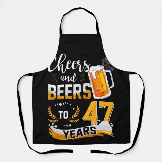 47歳の誕生日パーティー応援とビール～47歳 エプロン (正面)