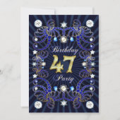 47歳の誕生日パーティー招待状と宝石の塊 招待状 (正面)
