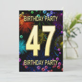 47歳の誕生日パーティー招待状 花火 バブル 招待状 (スタンド正面)