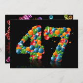 47歳の誕生日パーティー　シャボン玉と風船付き 招待状 (正面/裏面)