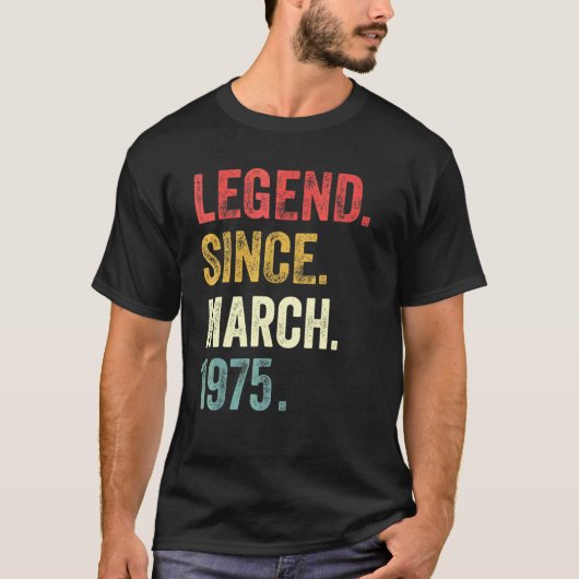47歳の誕生日 1975年3月から47年続く伝説 Tシャツ (正面)