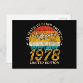 47歳の1978年レトロ最高の47回目の誕生日プレゼント ポストカード (正面/裏面)