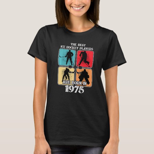 47歳アイスホッケープレーヤー1975 47誕生日V Tシャツ (正面)