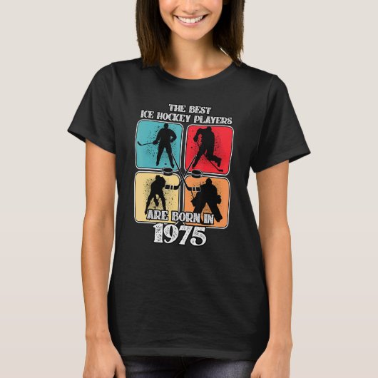 47歳アイスホッケープレーヤー1975 47誕生日V Tシャツ (正面)