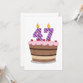 47歳オンお誕生日ケーキ カード (正面/裏面インサイチュ)