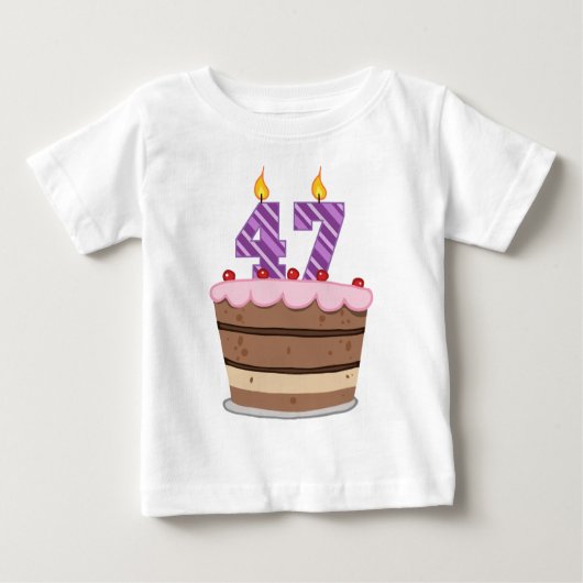 47歳オンお誕生日ケーキ ベビーTシャツ (正面)