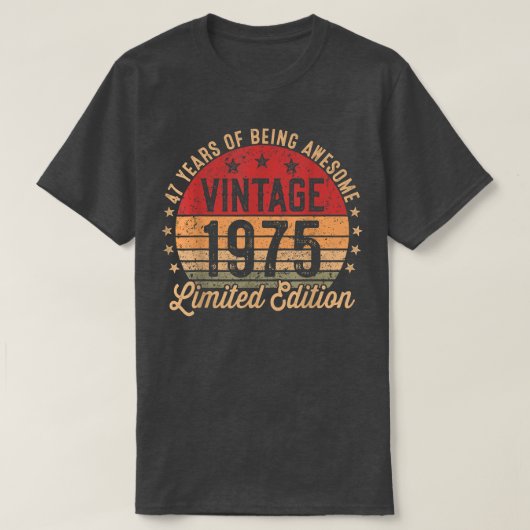 47歳ヴィンテージ1975年限定版47th Birt Tシャツ (デザイン正面)