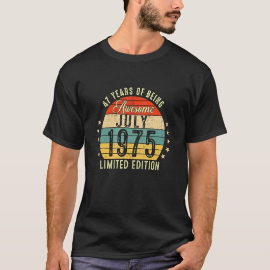 47歳1975年7月47誕生日 Tシャツ (正面)