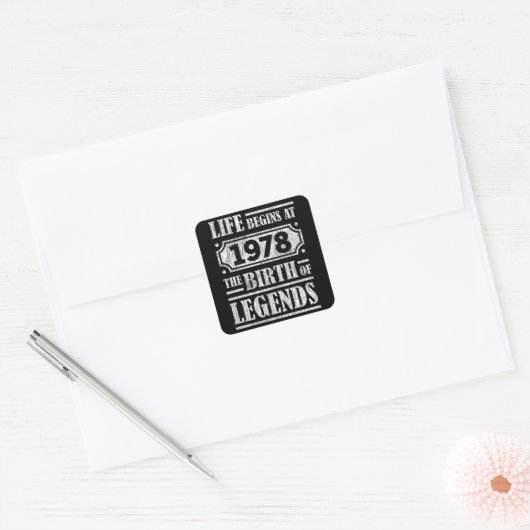 47歳1978年誕生伝説47誕生日 スクエアシール (封筒)