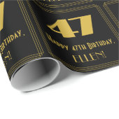 47番目の誕生日-インスパイアアールデコルック"47" & Name ラッピングペーパー (ロールコーナー)