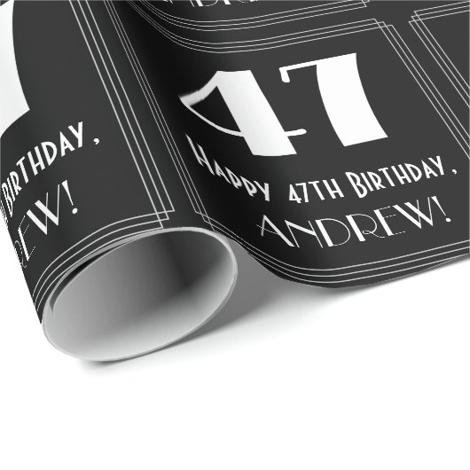 47番目の誕生日-インスパイアアールデコ検索"47",名前 ラッピングペーパー (ロールコーナー)