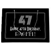 47番目の誕生日:インスパイアアールデコ「47」の外観と名前 ラージペーパーバッグ (正面)