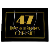 47番目の誕生日:インスパイアアールデコ「47」の外観と名前 ラージペーパーバッグ (正面)