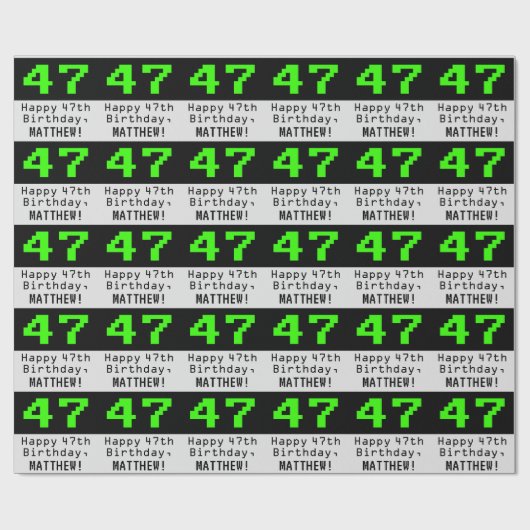 47番目の誕生日- Nerdy / オタク系のスタイル"47"と名前 ラッピングペーパー (フラット)