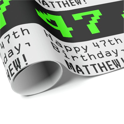 47番目の誕生日- Nerdy / オタク系のスタイル"47"と名前 ラッピングペーパー (ロールコーナー)