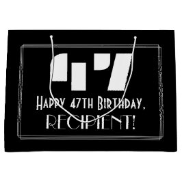 47誕生日インスパイア～アールデコルック"47" +名前 ラージペーパーバッグ