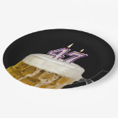 47誕生日ビールオンブラック紙プレート ペーパープレート (アングル)