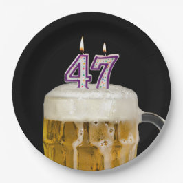 47誕生日ビールオンブラック紙プレート ペーパープレート