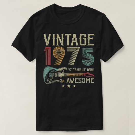 47誕生日メンズメンズヴィンテージ素晴らし1975 Gui Tシャツ (デザイン正面)