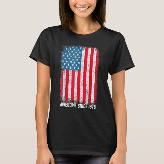 47誕生日ヴィンテージ米国国旗素晴らし1975年以来 Tシャツ (正面)
