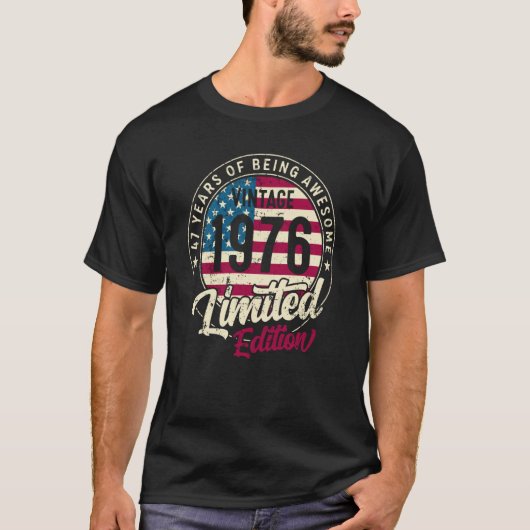47誕生日ヴィンテージ1976日組47歳 Tシャツ (正面)