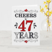 47誕生日応援の赤い白の黒のパターン カード (黄色い花)