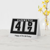 47誕生日用ブラックオドメータ カード (黄色い花)