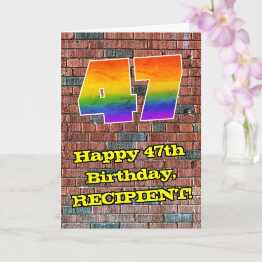 47誕生日:おもしろいグラフィティインスパイアレインボー47 カード (蘭)
