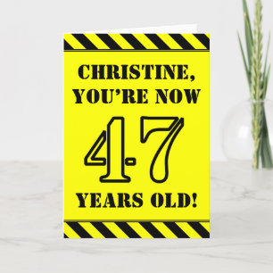 47誕生日:おもしろいステンシルスタイル文字、名前をカスタムする カード