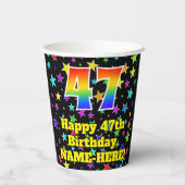 47誕生日:おもしろい星パターンと虹47 紙コップ (裏面)