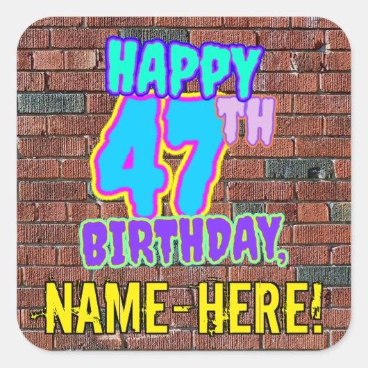 47誕生日-おもしろい、アーバングラフィティインスパイアルック スクエアシール (正面)