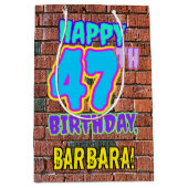 47誕生日:おもしろい、アーバングラフィティインスパイアルック ミディアムペーパーバッグ (正面)