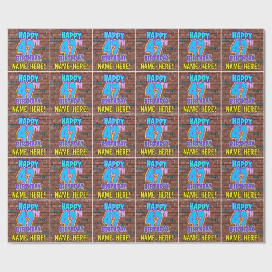 47誕生日:おもしろい、アーバングラフィティインスパイアルック ラッピングペーパー (フラット)