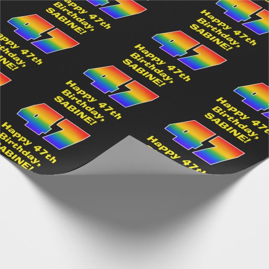 47誕生日:おもしろい、カラフルレインボーインスパイア# 47 ラッピングペーパー (角)