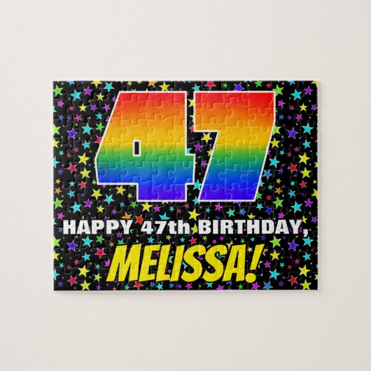 47誕生日:おもしろい、カラフル星野パターン ジグソーパズル (横)