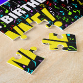 47誕生日:おもしろい、カラフル音楽シンボル、「47」 ジグソーパズル (側面)