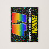 47誕生日:おもしろい、カラフル音楽シンボル、「47」 ジグソーパズル (縦)