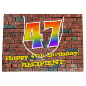 47誕生日:おもしろい、グラフィティインスパイアレインボーー# 47 ラージペーパーバッグ (正面)