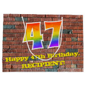 47誕生日:おもしろい、グラフィティインスパイアレインボーー# 47 ラージペーパーバッグ (裏面)