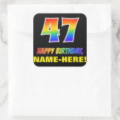 47誕生日:はっきりした,おもしろい,シンプル虹, 47 スクエアシール (バッグ)